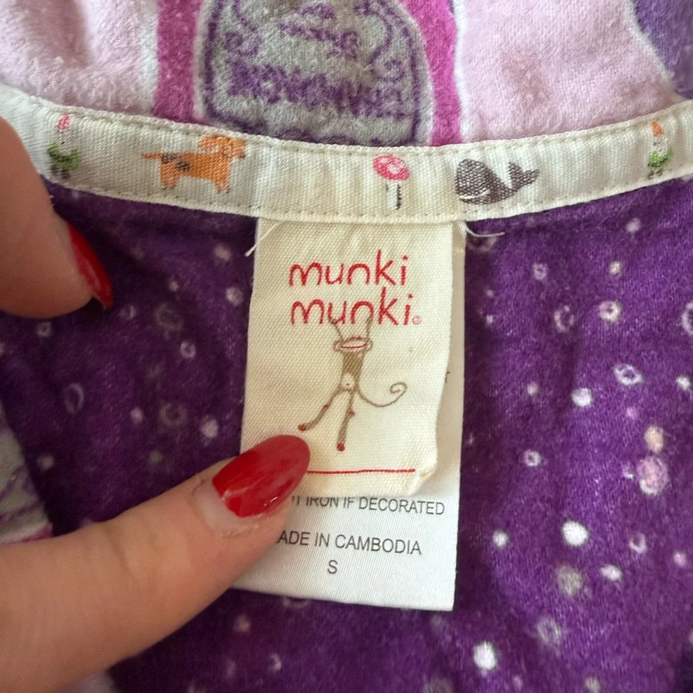 Munki Munki Ladies Flannel Champagne Bottle Festive PJ Top Purple Women's Small - Picture 7 of 11